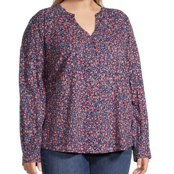 St. John's Bay Plus Womens Henley Neck Long Sleeve Blouse Size 1X - Picture 2 of 4